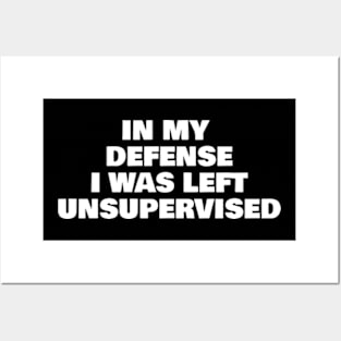 In my defense I was left unsupervised T Shirt Cool Funny tee Posters and Art